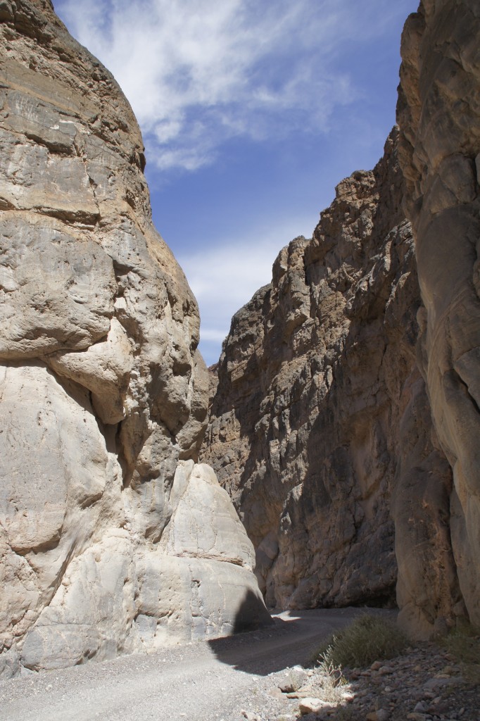 The rugged stone walls of Titus Canyon