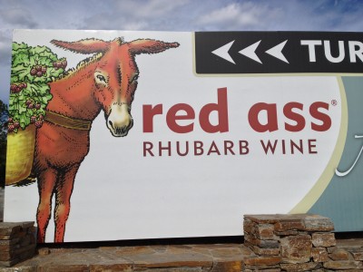 Red Ass Rhubarb Wine sign