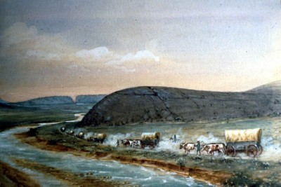 Vintage Painting of Independence Rock