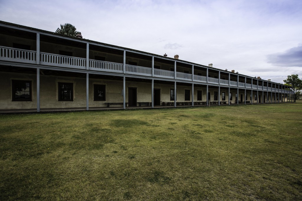 The Cavalry Barracks, built in 1874 is the only surviving barracks at the fort. 270 feet x 26 feet. Restored and furnished to its 1876 condition. 