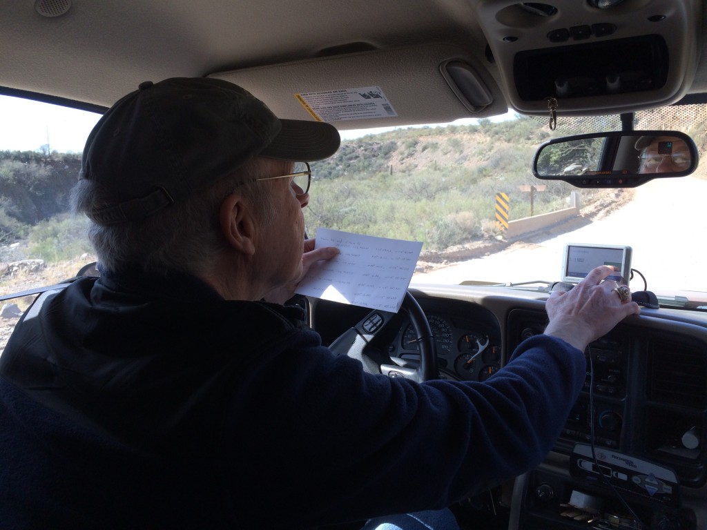 Ron setting his GPS to get his vehicle as close to the trail as possible