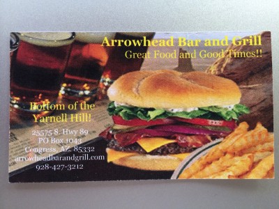 Arrowhead Grill business Card